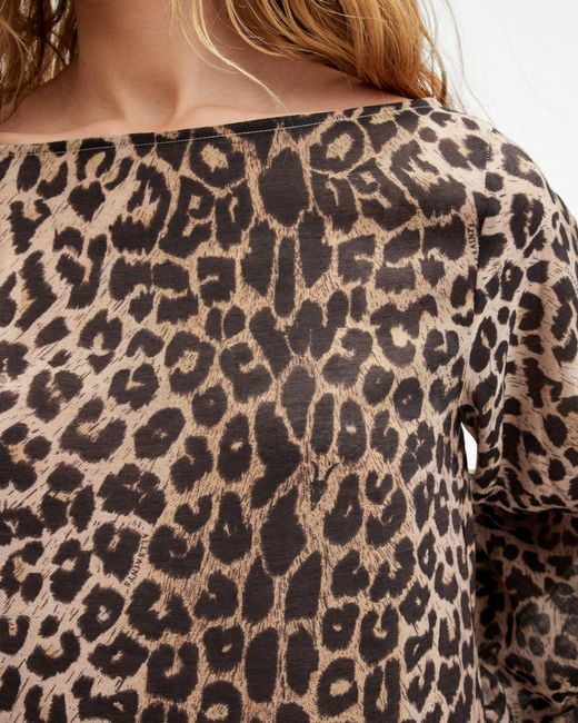 AllSaints Natural Jane Leopard Print Maxi Cover Up Dress,