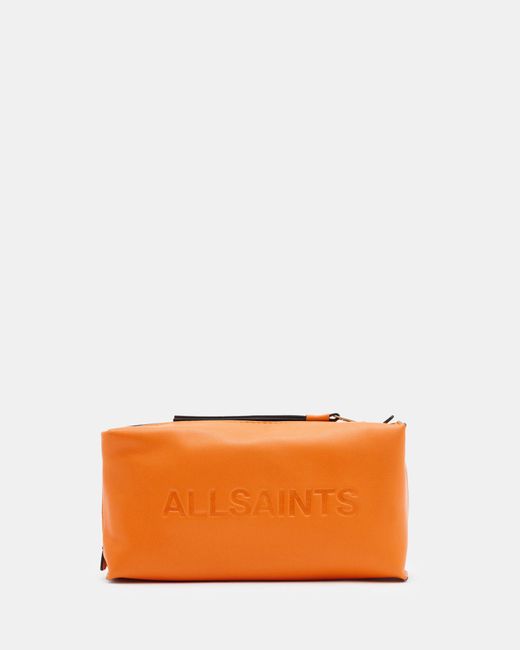 AllSaints Orange Elliotte Leather Storage Pouch Bag