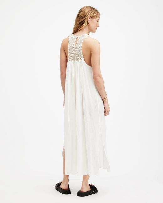 AllSaints White Corrs Crochet Maxi Dress,