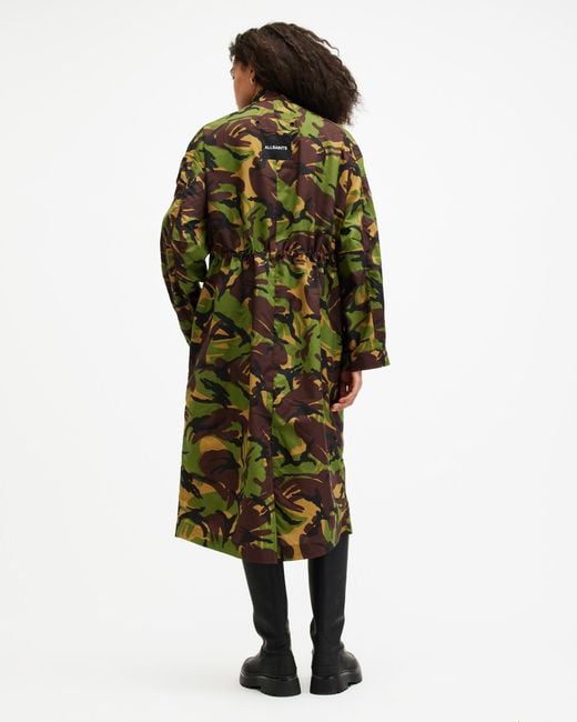 AllSaints Green Daneya Camouflage Parka Jacket
