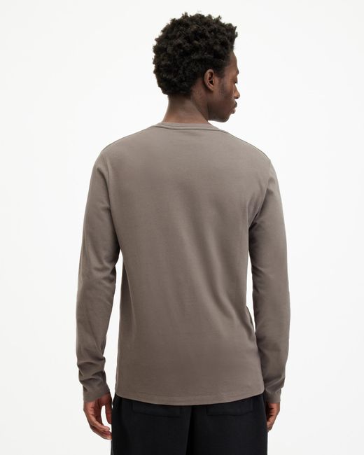 AllSaints Brown Brace Brushed Cotton Long Sleeve T-shirt, for men