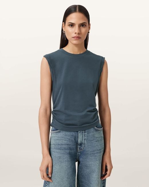 AllSaints Blue West Sleeveless Tank Top