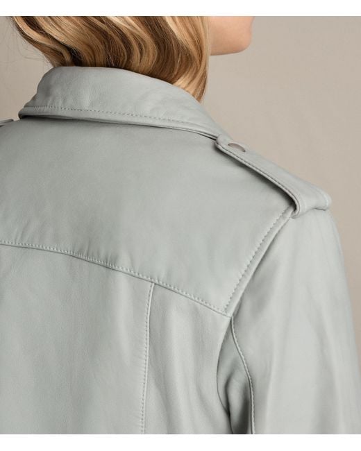 Allsaints Balfern Leather Biker Jacket In Blue Lyst Allsaints Blue Balfern Leather Biker Jacket Lyst