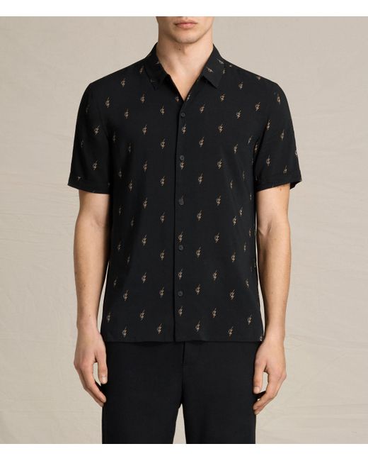AllSaints Black Cygnus Slim Fit Button-down Shirt for men