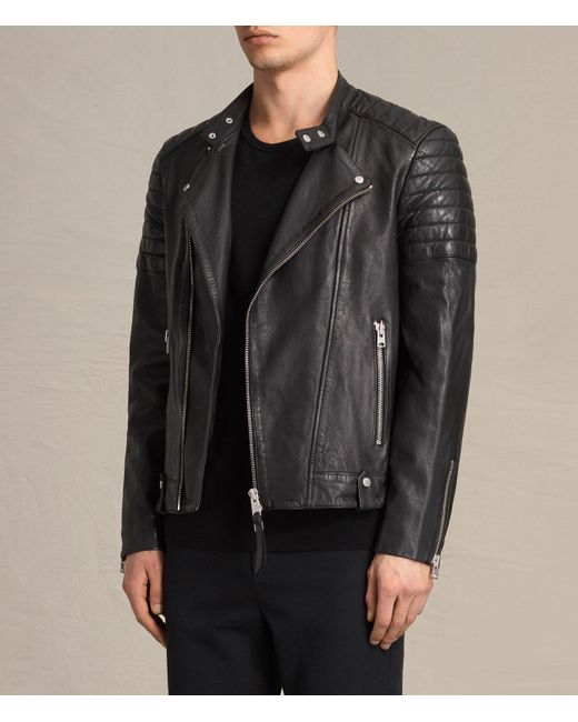 Allsaints Jasper Leather Biker Jacket in Black for Men | Lyst