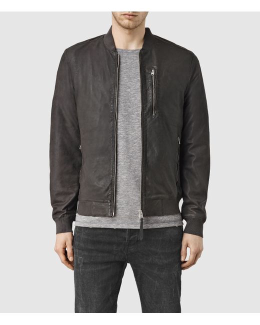 AllSaints Black Kino Leather Bomber Jacket for men