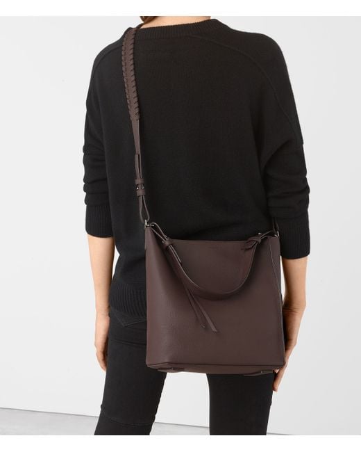 AllSaints Kita Croc Embossed Leather Shoulder/Crossbody Bag