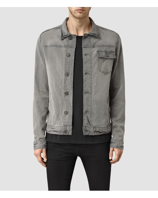 AllSaints Gray Slab Denim Jacket for men