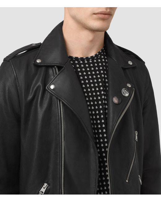AllSaints Volt Biker Leather Jacket in Black for Men | Lyst Australia