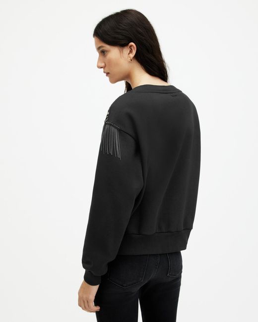 AllSaints Black Winona Jaine Embellished Sweatshirt,