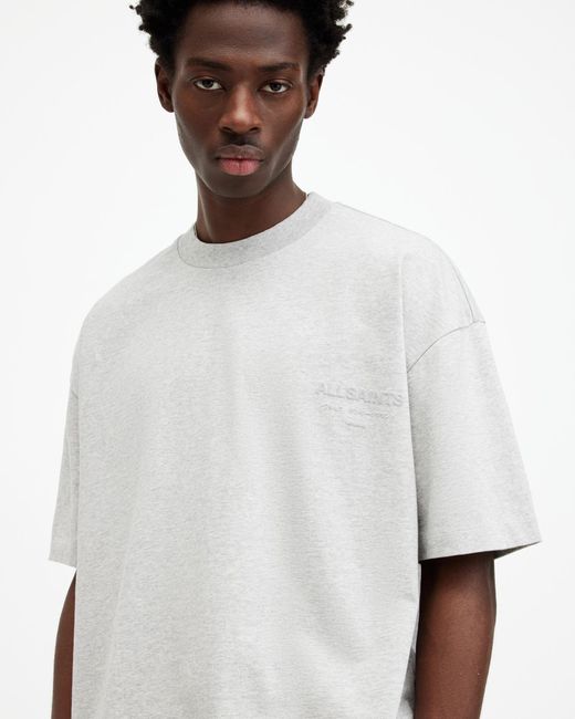 AllSaints White Xander Flocked Logo Oversized T-shirt, for men