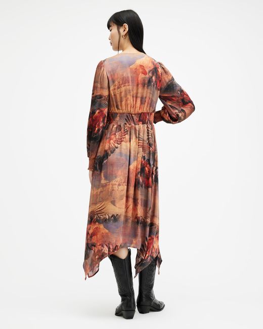 AllSaints Multicolor Estelle Colca Asymmetric Maxi Dress