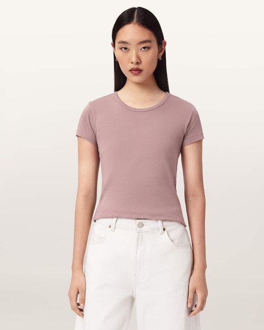 AllSaints Pink Stevie Slim Fit Short Sleeve T-Shirt