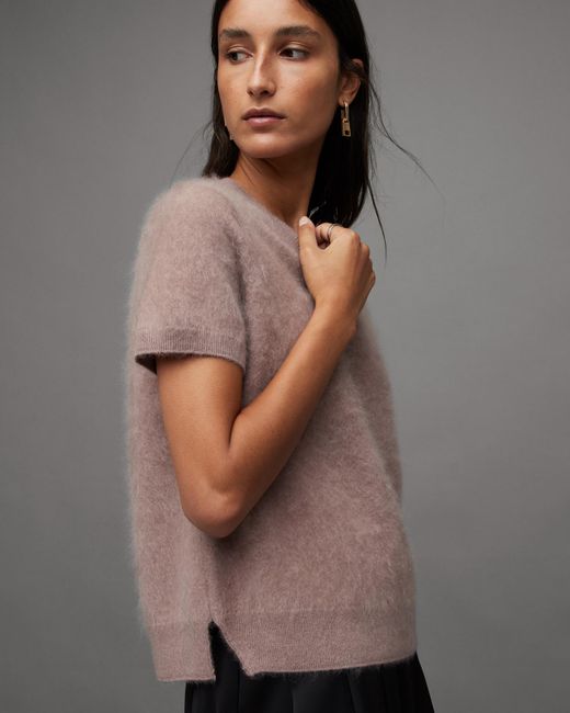 tシャツ REBEL BRUSHED CASHMERE KNITTED T-SHIRT | REBEL ブラッシュ カシミヤ ニット Tシャツ レディ W118KB-107-1