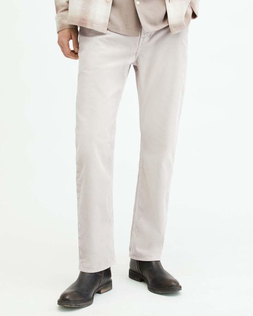 AllSaints White Curtis Straight Fit Corduroy Jeans for men