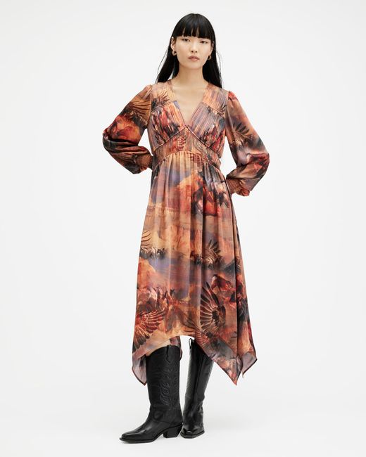 AllSaints Multicolor Estelle Colca Asymmetric Maxi Dress