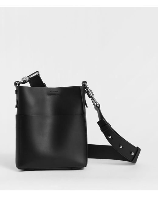 AllSaints Captain Leather North South Crossbody Bag in Black | Lyst UK