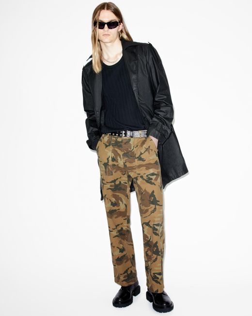 AllSaints Blue Gaspar Camouflage Relaxed Fit Trousers,, Camo for men