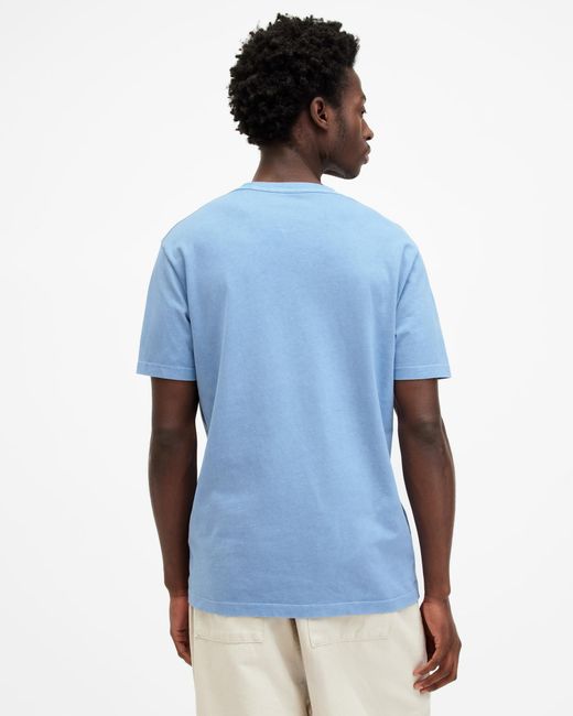 AllSaints Blue Ossage Crew Neck Slim Ramskull T-shirt for men