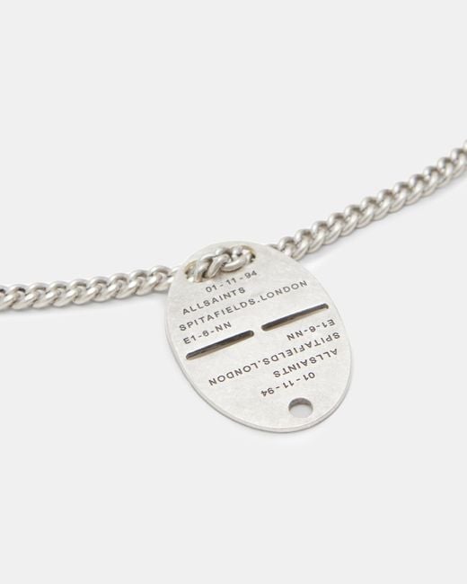 AllSaints Natural Adyn Sterling Silver Dog Tag Necklace, for men