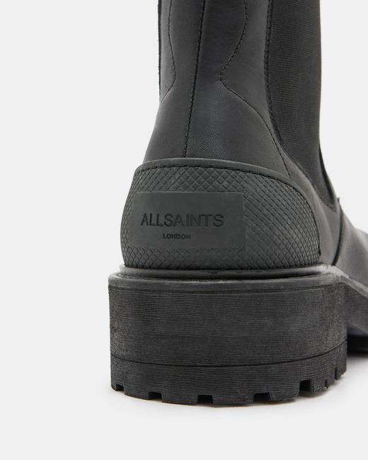 AllSaints Black Matrix Leather Work Chelsea Boots for men