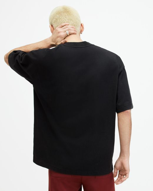 AllSaints Black Flocker Textured Logo Print T-shirt for men