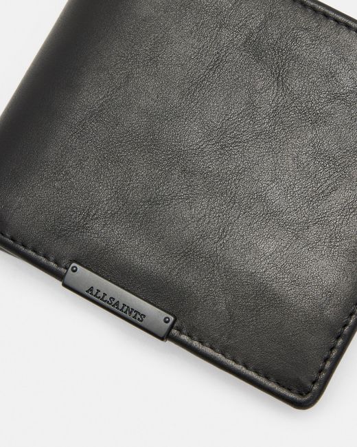 AllSaints Black Blyth Bi-fold Leather Wallet for men