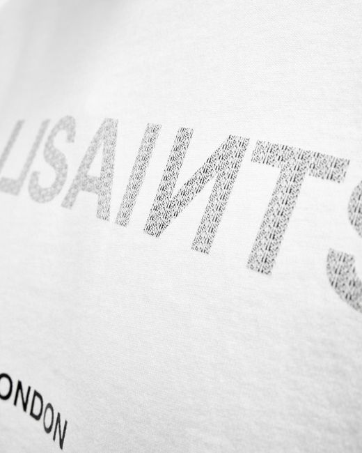 AllSaints White Cutout Oversized Logo Crew Neck T-shirt for men