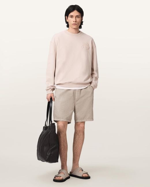 AllSaints Natural Insignia Crew Neck Cotton Sweatshirt for men