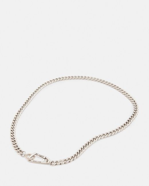 AllSaints Natural Carabiner Sterling Silver Curb Necklace, for men