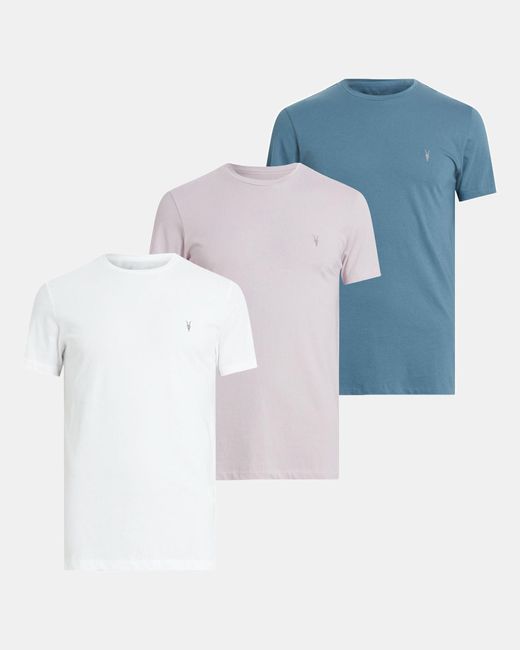 AllSaints Blue Tonic Crew Ramskull T-shirts 3 Pack for men