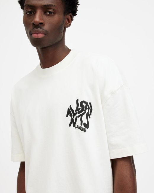 AllSaints White Orlando Logo Print Oversized T-shirt, for men