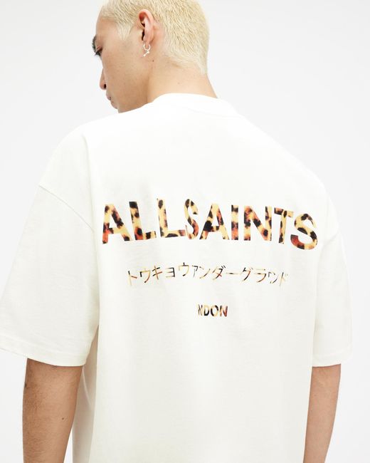 AllSaints White Underground Oversized Crew Neck T-shirt, for men