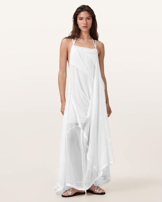 AllSaints White Parachute Silk Dress