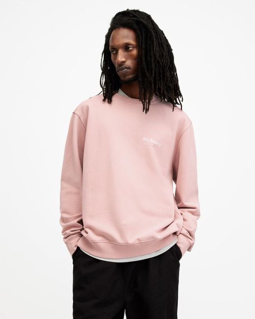 AllSaints Pink Access Relaxed Fit Crew Neck Sweatshirt, for men