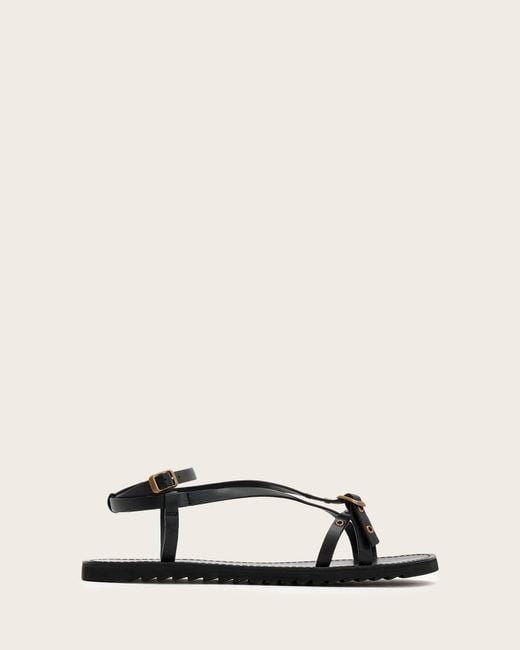 AllSaints Natural Tyla Eyelet Leather Buckle Sandals