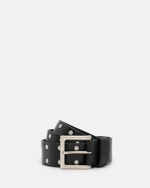 AllSaints Black Carver Studded Leather Belt for men