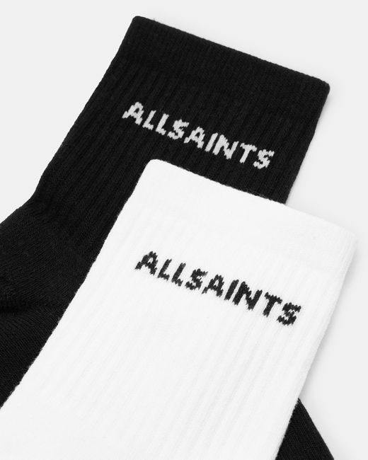AllSaints Black Joss Logo Ankle Socks 2 Pack