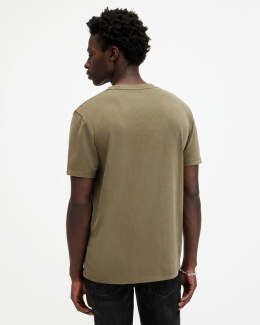 AllSaints Green Ossage Crew Neck Slim Ramskull T-shirt, for men