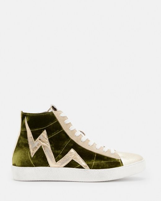 AllSaints Green Tundy Bolt High Top Leather Trainers