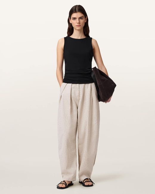 AllSaints Natural Cotton Becca Barrel Leg Denim Camo Trousers, /Us 0