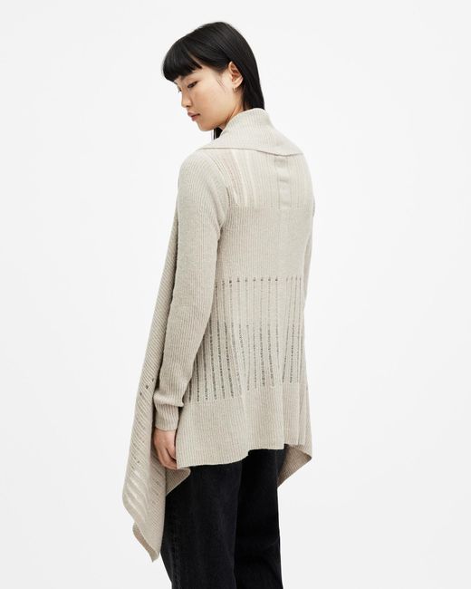AllSaints White Harley Waterfall Open Front Cardigan
