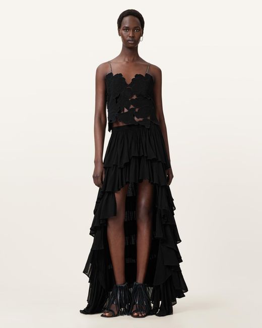 AllSaints Black Cavarly Maxi Skirt