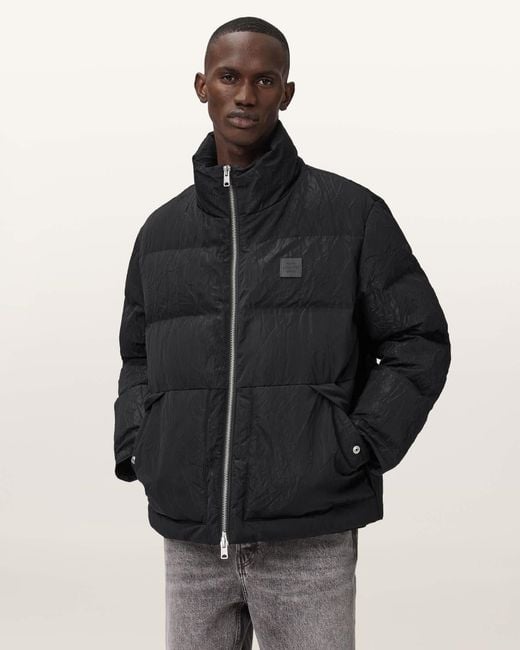 AllSaints Black Pulse Quilted Puffer Jacket for men