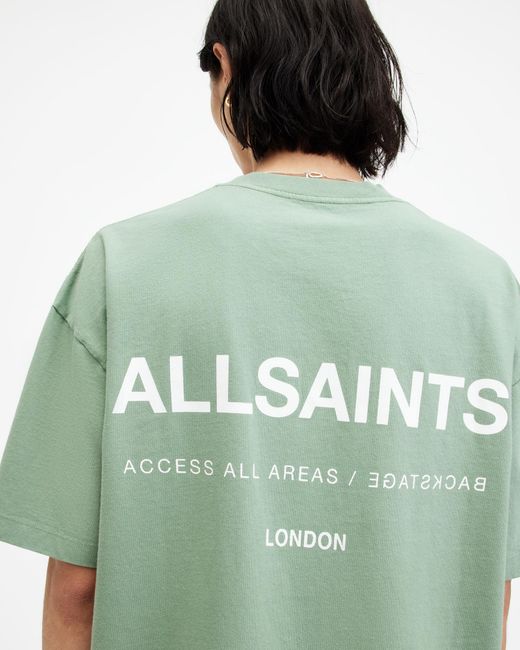 AllSaints Green Access Oversized Crew Neck T-shirt, for men
