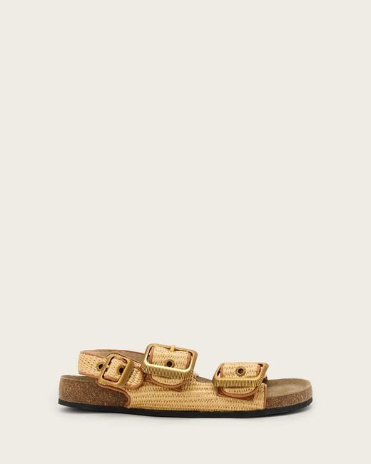 AllSaints Natural Suede Staffa Raffia Buckle Sandals, /Us 6/Eu 36