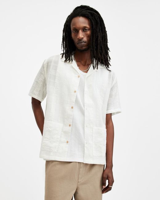 AllSaints White Indio Checked Relaxed Fit Shirt for men