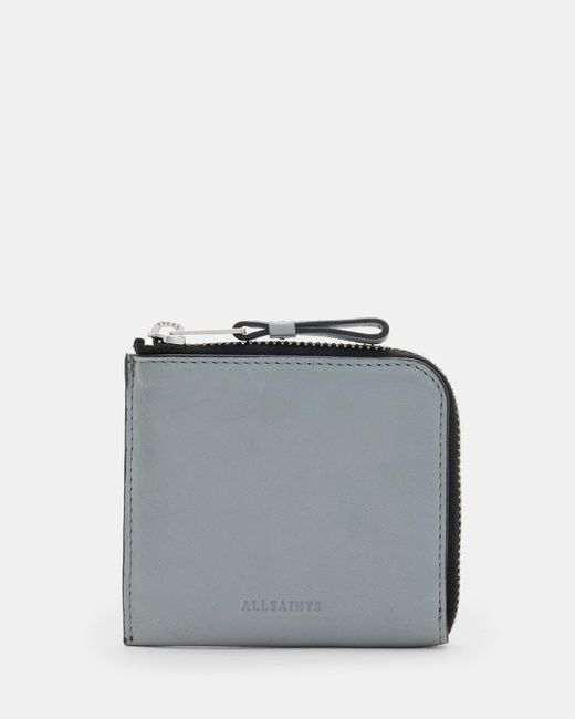 AllSaints Gray Artis Zip Around Leather Wallet for men