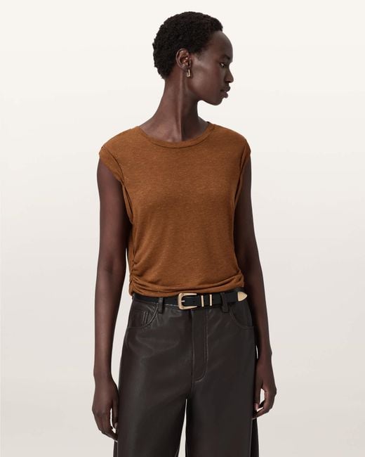 AllSaints Black West Shimmer Tank Top