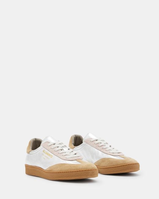 AllSaints White Thelma Suede Low Top Trainers
